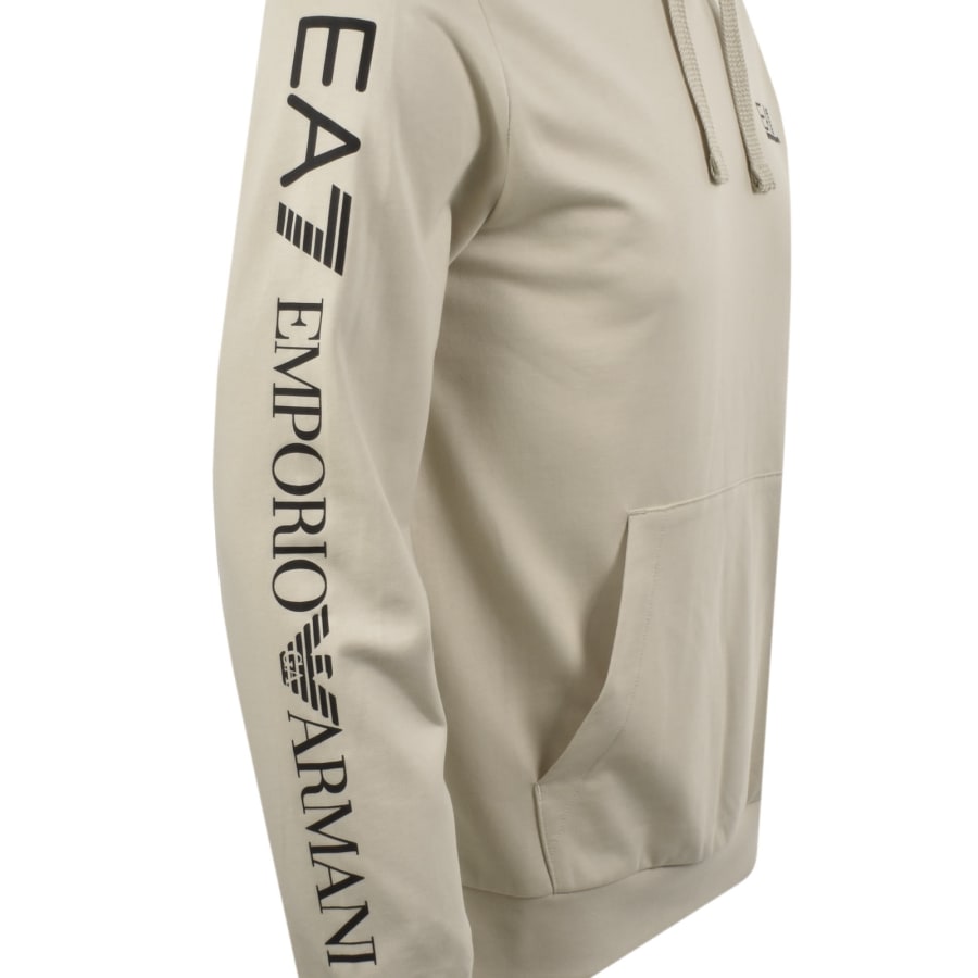 EA7 Emporio Armani Logo Hoodie Beige | Mainline Menswear us